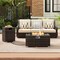 Outdoor 2-in-1 PE Rattan Fire Pit Table Set with Propane Tank Holder Lava Rocks